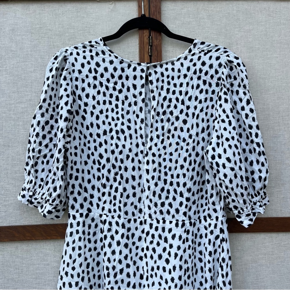 Nobody’s Child White Smudge Spot Print Selena Polka Dot Midi Dress - 12 - Picture 6 of 15